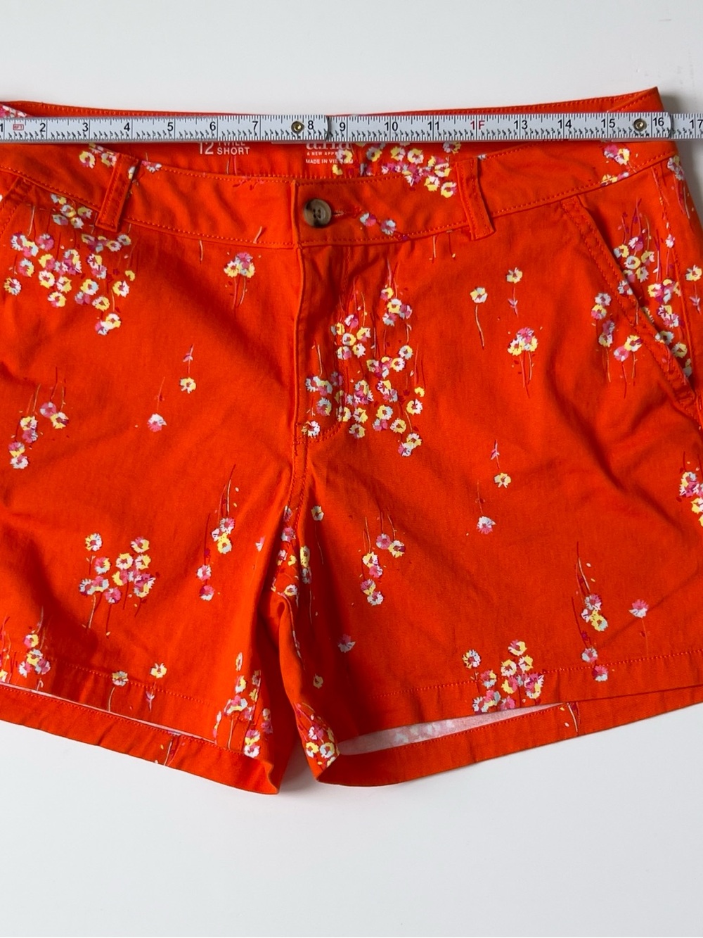 a.n.a Bright Orange Floral Twill Women's Shorts - Picture 5 of 6